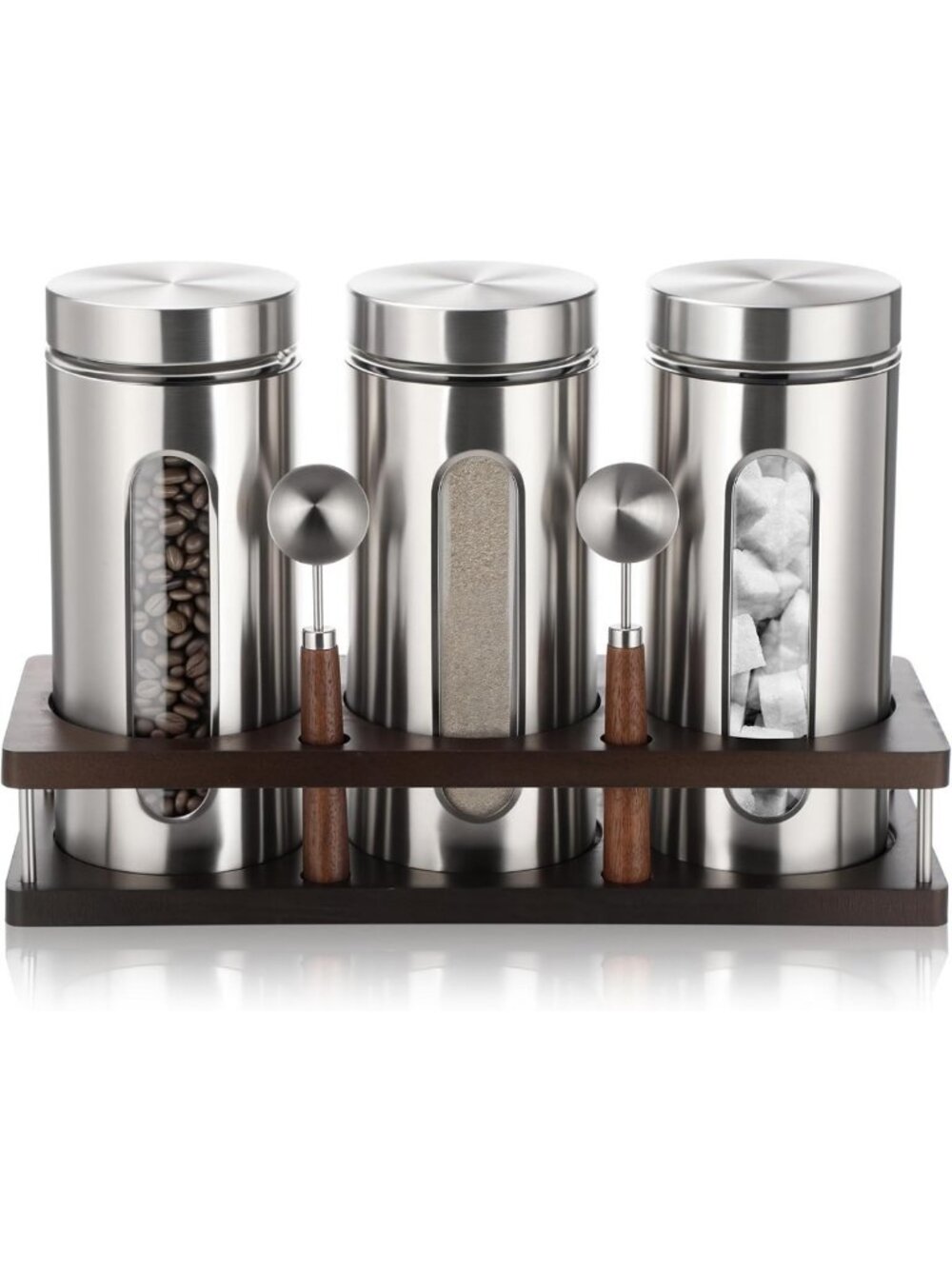 Stylish Stainless Steel Coffee Canister with Shelf - Airtight Storage for Fresh